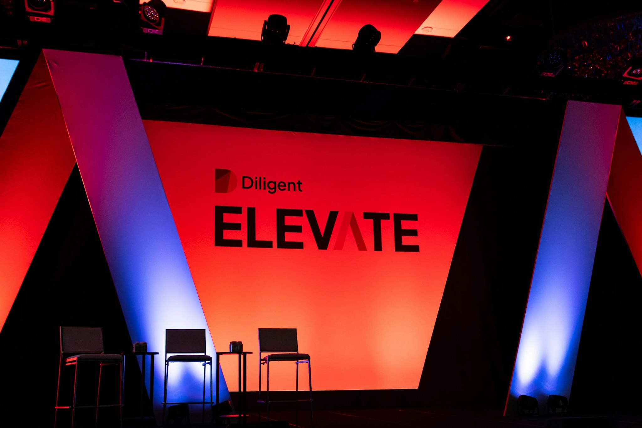 Photo of the stage at Diligent's Elevate conference