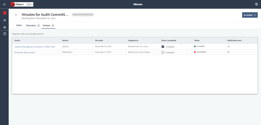 Image of Finalize minutes for sign-off 