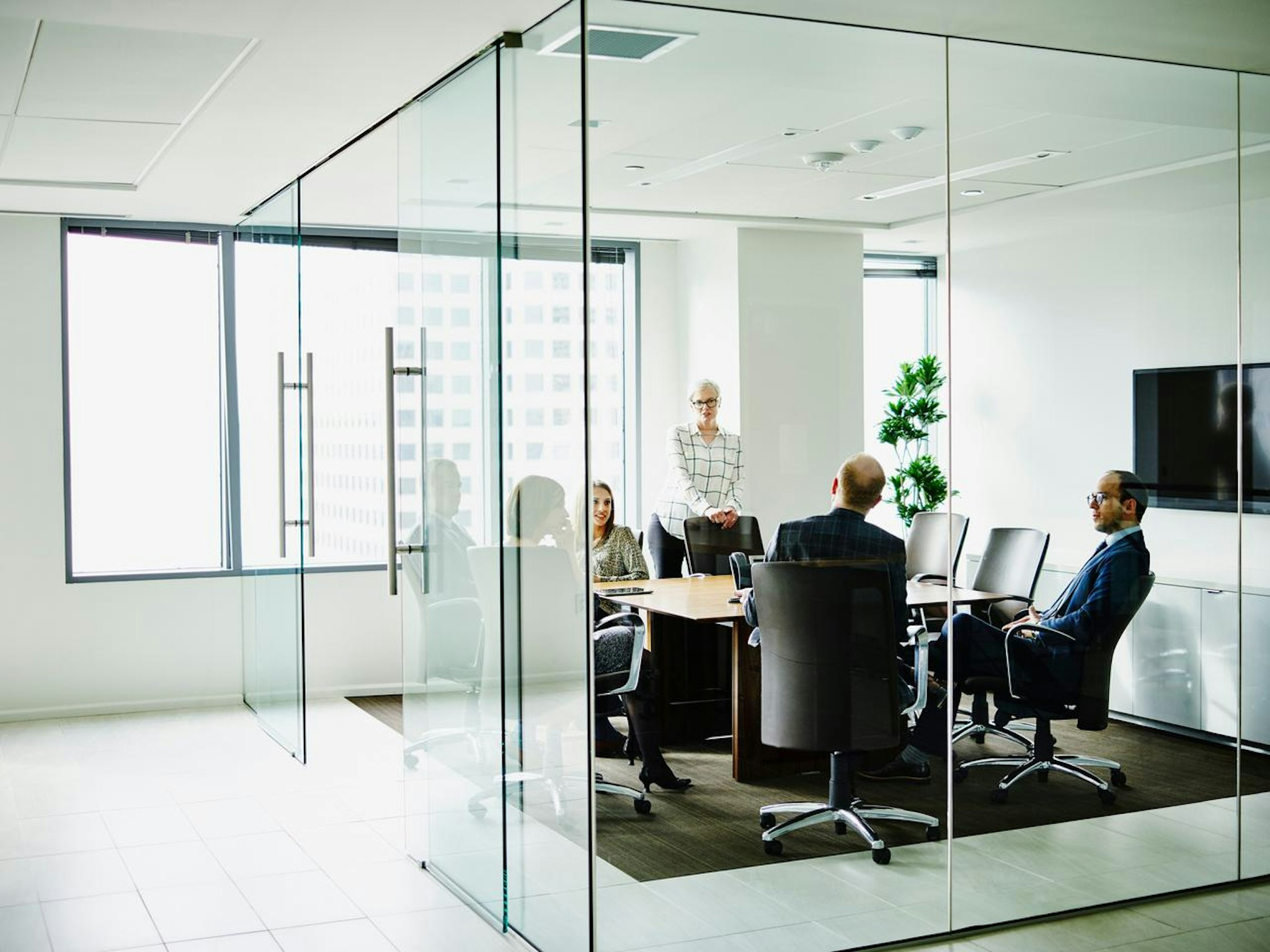 Group of executives having a meeting in a boardroom