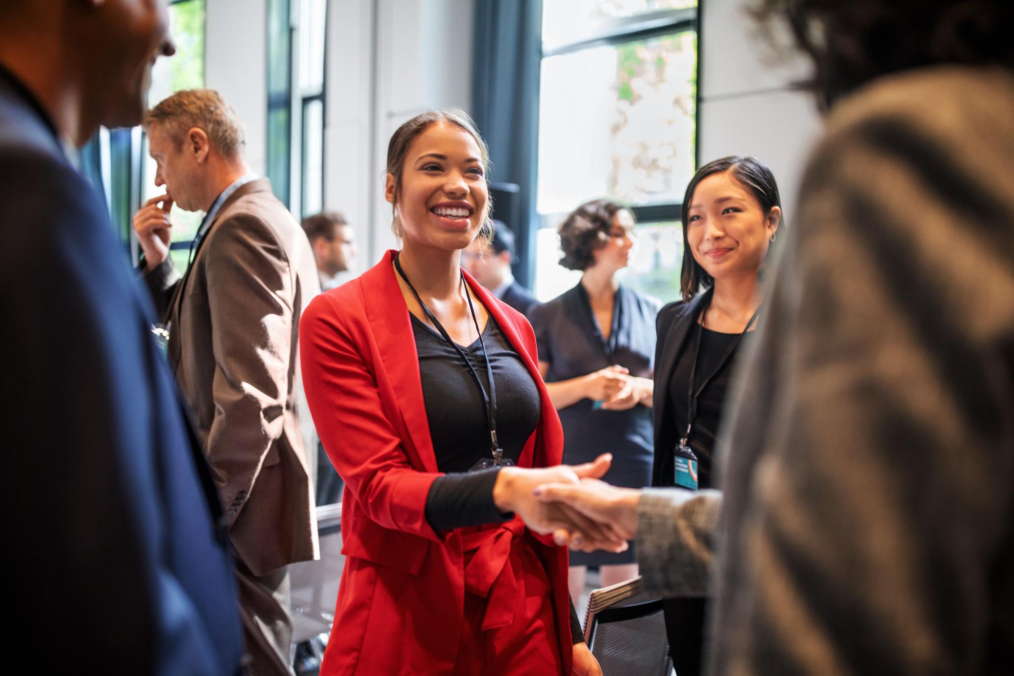 A governance professional networking at MGS 2023